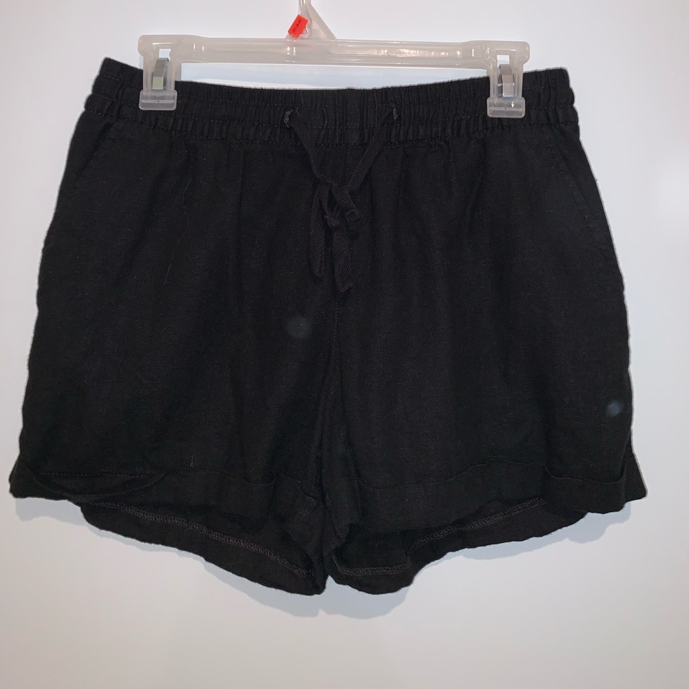 Black Linen Shorts
